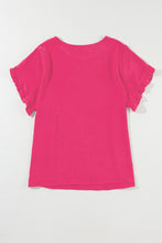 Load image into Gallery viewer, Bright Pink Ruffled Short Sleeve Plus Size Top