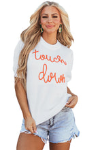 Load image into Gallery viewer, White Touchdown Tinsel Puff Short Sleeve Crew Neck Sweater