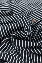 Load image into Gallery viewer, Black white Striped Print Buttoned Wide Leg Sleeveless Jumpsuit