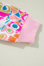 Load image into Gallery viewer, Pink Abstract Printed Drop Shoulder Loose Sweatshirt