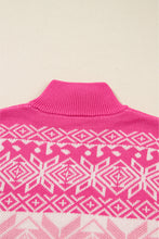 Load image into Gallery viewer, Rose Red Christmas Snowflake Quarter Zip Collard Sweater