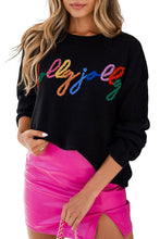 Load image into Gallery viewer, Black Holly Jolly Round Neck Casual Sweater