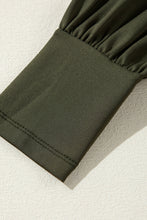 Load image into Gallery viewer, Moss Green Ruched Wrap V Neck Long Sleeve Bodysuit