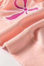 Load image into Gallery viewer, Apricot Pink Sequined Bowknot Drop Shoulder Oversized Sweatshirt