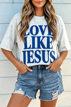 Cargar imagen en el visor de la galería, Gray Love Like Jesus Camouflage Oversized T Shirt
