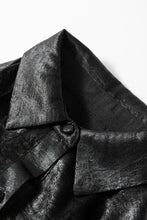 Load image into Gallery viewer, Black Metallic Sheen Puff Sleeve Button Up Mini Shirt Dress