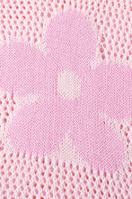 Load image into Gallery viewer, Light Pink Big Flower Hollowed Knit Drop Shoulder Sweater