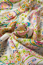 Load image into Gallery viewer, White Paisley Print Buttoned Knotted High Waist Midi Dress