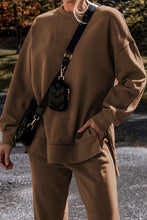 Load image into Gallery viewer, Coffee Solid Color High Low Pullover and Skinny Pants Set