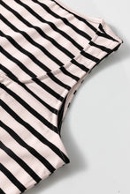 Load image into Gallery viewer, White Striped Print Sleeveless Buttoned Maxi Dress