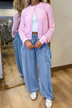 Load image into Gallery viewer, Beau Blue Drawstring Elastic Waist Pocketed Loose Denim Pants
