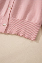 Load image into Gallery viewer, Sepia Rose Textured Knit Pearl Beaded Button Up Cardigan