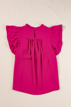 Cargar imagen en el visor de la galería, Rose Red Smocked Ruffle Sleeve Blouse
