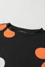 Load image into Gallery viewer, Black Flower/Bowknot Print Bubble Sleeve Tee