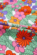 Cargar imagen en el visor de la galería, Red Floral Tie Split Neck Ruffle Puff Sleeve Blouse