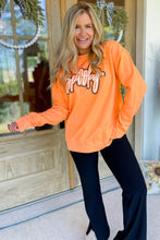 Load image into Gallery viewer, Grapefruit Orange Spooky Graphic Halloween Crew Neck Holiday Sweatshirt