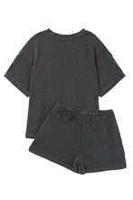 Load image into Gallery viewer, Carbon Grey Ribbed Textured Knit Loose Fit Tee and Shorts Set
