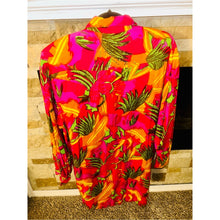 Load image into Gallery viewer, 80s Retro S. Roberts 100% Rayon Sequins Vibrant Pink Tropical Print Shirt Dress
