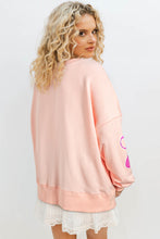 Load image into Gallery viewer, Apricot Pink Sequined Bowknot Drop Shoulder Oversized Sweatshirt