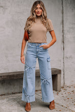 Load image into Gallery viewer, Beau Blue Bowknot Decor Boyfriend Cargo Jeans