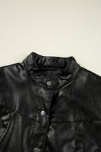 Load image into Gallery viewer, Black Faux Leather Buttoned Front Boxy Jacket