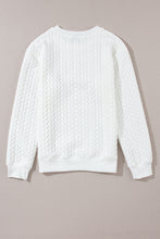 Cargar imagen en el visor de la galería, White LOVE Chenille Embroidered Cable Knit Pullover Sweatshirt