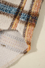 Load image into Gallery viewer, Brown Stripe Plus Size Plaid Print Collared Buttoned Jacket