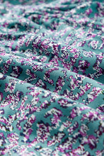 Load image into Gallery viewer, Blue Printed V Neck Shirred Short Puff Sleeve Maxi Dress