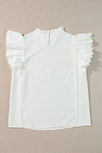 Cargar imagen en el visor de la galería, White Solid Color Scalloped Ruffle Sleeve Top