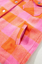 Load image into Gallery viewer, Orange Plaid Chest Pockets Button-up Turn Down Collar Jacket