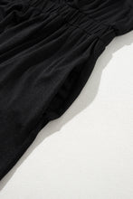 Load image into Gallery viewer, Black Deep V Pleated Crisscross Wide Leg Backless Jumpsuit