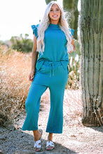 Load image into Gallery viewer, Skobeloff Ruffled Sleeve Summer Top and Cropped Loose Pants Set