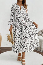 Load image into Gallery viewer, White Leopard Print Notch V Neck Loose Fit Maxi Dress