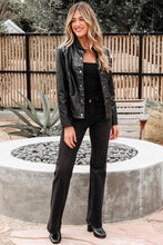 Load image into Gallery viewer, Black Faux Leather Buttoned Front Boxy Jacket