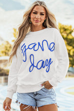 Load image into Gallery viewer, White Tinsel Game Day Drop Shoulder Graphic Sweatshirt