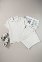 Load image into Gallery viewer, Beige Plus Size Textured Collared Top and Pants Set