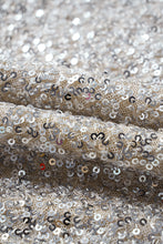 Load image into Gallery viewer, Silvery Sequin Puff Sleeve Cutout Back Blouse