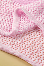 Load image into Gallery viewer, Light Pink Big Flower Hollowed Knit Drop Shoulder Sweater