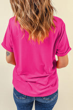 Cargar imagen en el visor de la galería, Rose Red Easter Rabbit Chenille Patched Pattern Crew Neck Tee