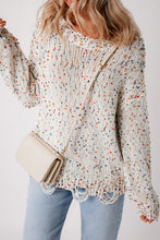 Load image into Gallery viewer, White Colorful Confetti Distressed Knit Sweater