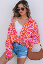Cargar imagen en el visor de la galería, Rose Leopard Printed Button Up Loose Shirt