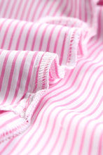 Cargar imagen en el visor de la galería, Pink Smocked Cuffed Striped Boyfriend Shirt with Pocket