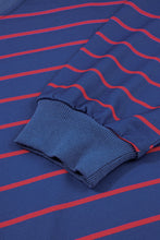 Load image into Gallery viewer, Blue Stripe Stylish Overlap Detail Drop Shoulder Pullover Sweatshirt