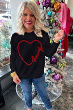 Load image into Gallery viewer, Black Holly Jolly Round Neck Casual Sweater