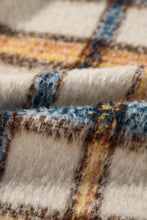 Load image into Gallery viewer, Brown Stripe Plus Size Plaid Print Collared Buttoned Jacket