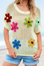 Load image into Gallery viewer, White Crochet Flower Hollow-out Sweater T Shirt