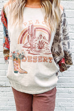 Load image into Gallery viewer, Multicolour Asymmetric Printed Patchwork Sleeve Peace Desert Graphic Top