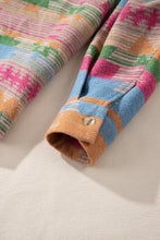 Load image into Gallery viewer, Pink Plus Size Aztec Printed Flap Pocket Shacket