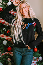Load image into Gallery viewer, Black Holly Jolly Round Neck Casual Sweater