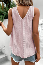 Cargar imagen en el visor de la galería, Apricot Pink Lace Crochet Splicing V Neck Loose Fit Tank Top